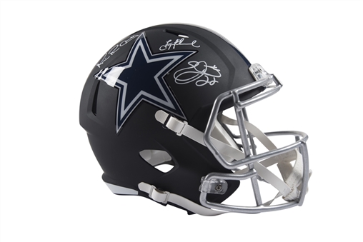 Emmitt Smith, Troy Aikman, & Michael Irvin Multi Signed Dallas Cowboys Replica Helmet (Schwartz)